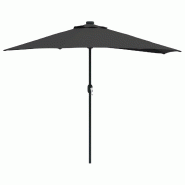 Helloshop26 - Parasol de jardin pliable moderne avec guirlandes LED 294 x 150 x 224 cm en polyester noir 02_0058672 - noir acier 3000240716034