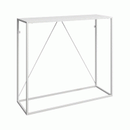 Helloshop26 - Table console 90 x 30 x 80 cm entrée salon salle à manger acier blanc 03_0010868 - 3000225451929