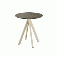 Infinity table de bistrot avec piètement sable + plateau HPL Midnight Marble Ø70 cm