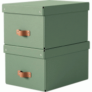 LEITZ Lot de 2 boîtes de rangement Puro, 17 L, en carton 100% recyclé, coloris vert - 4002432136445