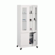 Meubles de rangement médical semi-vitrée - 800x435x1885mm - avec étagères en verre réglables et portes Securit Meubles de rangement médical semi-vitrée - 800x435x1885mm - avec étagères en verre réglables et portes Securit