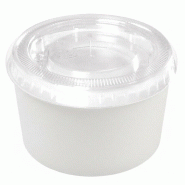 NOVACUP Combo Pot à Glace carton Blanc 245ml  Couvercle recyclableSorbet Dessert Glacé Snacking  Nomade ø94x55mm Idéal Glace Artisanale - Lot de 1