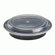 Nvase ECOLOMIQUE - 50 Pcs - Bol plastique PP rond noir - 720 ml, Ø18,5 cm, Hauteur: 5,3 cm - noir plastique NVS209BROB720