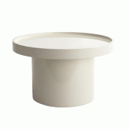 Oviala Business Table basse ronde 50 cm en MDF effet laqué blanc - blanc Bois manufacturé 114317