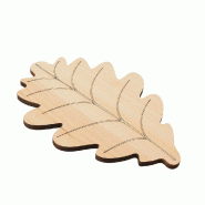 Plateau bois "Bosco" forme feuille de chêne 30x20x0,9cm - par 60