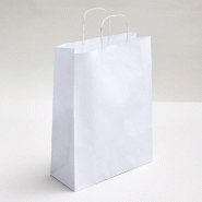 Sac kraft poignées torsadées blanc 32x12x41cm - par 50