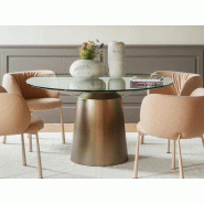 Table d'exception ronde Spike Midj en verre trempé et acier