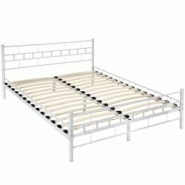 Tectake Lit design moderne avec sommier 200 x 140 cm blanc - 401721 - blanc acier 401721 Tectake Lit design moderne avec sommier 200 x 140 cm blanc - 401721 - blanc acier 401721