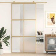 Vidaxl porte coulissante doré 102,5x205 cm verre esg dépoli aluminium 155159