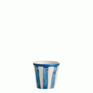 Zafferano Lot de 6 Petits Verres Collection Lido Rayures Bleu en Céramique Artisanale Faite à la Main à Civita Castellana Design Unique et Élégan