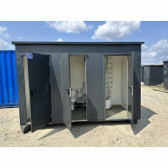 Conteneur sanitaire - 3 cabines indépendantes : toilettes, urinoir, chauffe-eau, douche