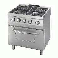 Cuisinière à Gaz Professionnelle 4 Feux avec Four à Gaz GN 2/1, Puissance 37 kW, Structure en Acier Inoxydable Heavy Duty | Maxima - 9396113