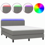 Décoshop26 - Lit LED avec sommier, tête de lit réglable et matelas 140x190 cm - tissu gris foncé - TDL0208386 - 3001537547768 Décoshop26 - Lit LED avec sommier, tête de lit réglable et matelas 140x190 cm - tissu gris foncé - TDL0208386 - 3001537547768