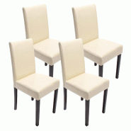 Décoshop26 - Lot de 4 chaises de salle à manger synthétique crème pieds foncés CDS04142 - 3000074427533