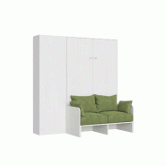 Itamoby Lit queen-size escamotable Kentaro 120 cm avec canapĂ© et colonne en frĂȘne blanc, vert - blanc 8050598059746 Itamoby Lit queen-size escamotable Kentaro 120 cm avec canapĂ© et colonne en frĂȘne blanc, vert - blanc 8050598059746