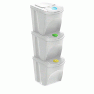 Keden - Set de 3 Poubelles Sortibox Blanc Cassé 3x25L - blanc plastique ZA5642