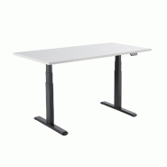 KIMEX - Bureau motorisé assis-debout 120x75cm Plateau blanc/Pied noir - blanc 3700685422599