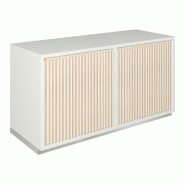 Meuble Vertigo T01 4 tiroirs à l'anglaise MDF naturel et blanc 120x47x60 cm