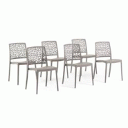 RATTATAN Set 6 Chaises Empilables en Polypropylène avec fibre de verre pour Jardin ou intérieur, hydrofuges et résistantes, moderne - ALINA - Tour RATTATAN Set 6 Chaises Empilables en Polypropylène avec fibre de verre pour Jardin ou intérieur, hydrofuges et résistantes, moderne - ALINA - Tour