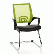 Siège de conférence / Piètement luge VISTO NET V, tissu maille noir / vert, chromé hjh OFFICE - vert plastique 650440