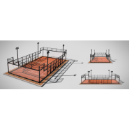 Terrain de padel - le court panoramique - Structure métallique en gris anthracite ou noir Terrain de padel - le court panoramique - Structure métallique en gris anthracite ou noir