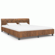 VidaXL Cadre de lit sans matelas marron similicuir daim 160x200 cm Modèle Cormonis - 284892
