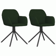 VidaXL Chaises pivotantes à manger lot de 2 Vert foncé Velours Modèle Mirage Pro - 344742