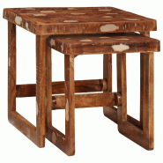 VidaXL Tables gigognes 2 pcs 46 x 46 x 45 cm Bois Recyclé Solide Modèle Soleil Vega Prime Plus - 4104558
