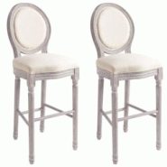 VidaXL Tabourets De Bar Lot De 2 Blanc Lin - blanc 245351 VidaXL Tabourets De Bar Lot De 2 Blanc Lin - blanc 245351