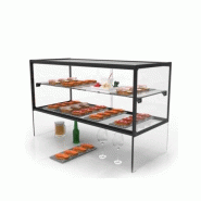 Vitrine neutre à poser ZEPPELIN - 2 niveaux + zone libre - 555 mm - verre trempé - EP36ZS | Sayl Barcelona - Avec lumière LED - noir 674005069692