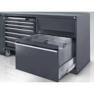 Zone à déchets avec 1-3 conteneurs recyclables en aluminium pour le tri des déchets - 200 kg par tiroir