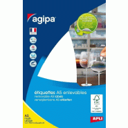 720 étiquettes blanches enlevables, format 16 x 22 mm (10 feuilles A5 / cdt) - 3270241008166