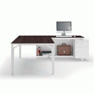 Bureau d'angle X8 avec caisson de rangement - Officity. - 191, Blanc, Droite