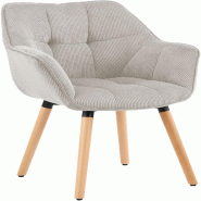 CLP Chaise de salle à manger Milford en velours côtelé Cordon HBT: 82x63x60 cm Crème Cordon - beige textile 327793