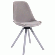 CLP Chaise de salle à manger Troyes Pivotant en velours avec piétement rond Blanc/Gris - gris textile 312200 CLP Chaise de salle à manger Troyes Pivotant en velours avec piétement rond Blanc/Gris - gris textile 312200