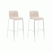 Décoshop26 - Lot de 2 tabourets de bar avec repose-pieds dossier incurvé en tissu crème et 4 pieds en métal chromé 10_0004193 - 3000251977318 Décoshop26 - Lot de 2 tabourets de bar avec repose-pieds dossier incurvé en tissu crème et 4 pieds en métal chromé 10_0004193 - 3000251977318
