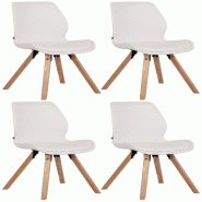 Décoshop26 - Lot de 4 chaises de salle à manger design scandinave en PVC blanc et pieds en bois clair 10_0001847 - blanc Bois massif 3000250704571 Décoshop26 - Lot de 4 chaises de salle à manger design scandinave en PVC blanc et pieds en bois clair 10_0001847 - blanc Bois massif 3000250704571