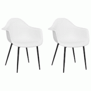 Décoshop26 - Set de 2 chaises de salle à manger dossier incurvé en PP blanc et métal DEC025477 - blanc 3000255272716 Décoshop26 - Set de 2 chaises de salle à manger dossier incurvé en PP blanc et métal DEC025477 - blanc 3000255272716