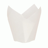 ECOLOMIQUE - 120 Pcs - Caissette de cuisson forme tulipe en papier blanc siliconé Ø3 cm 11 x 11 x 6 cm - blanc papier ECO209CPST1BBX