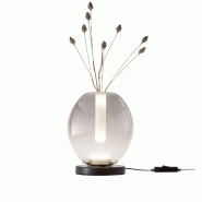 Fabas Luce Lampe De Table Led Tully 7W En Métal Et Verre Borosilicate Gris Clair, Commande Tactile, Température De Couleur 2700K/3000K/4000K - Tully