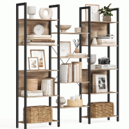 Helloshop26 - Bibliothèque étagère de rangement avec 14 compartiments cadre en métal pour salon bureau style industriel 158 x 24 x 12_0004258 - 30