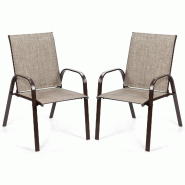 Helloshop26 - Lot de 2 chaises de patio jardin 56 x 72 x 90 cm ultra confortables design élégant en métal gris tissu 20_0011297 - 3000226654572