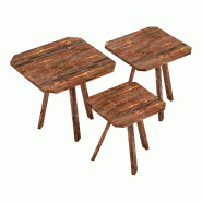 Helloshop26 - Lot de 3 tables basses gigognes bois de pin 40 - 50 x 30 x 30 cm bois foncé 03_0009770 - 3000224863778