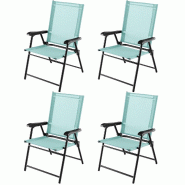Helloshop26 - Lot de 4 chaises de jardin pliables 65 x 60 x 93 cm confort ergonomique design moderne en métal vert 20_0012582 - vert métal 300022730