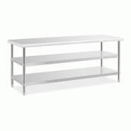 Helloshop26 - Table de travail inox - 200 x 70 x 5 cm - 231 kg - 2 tablettes 14_0007312 - inox 3001284299781
