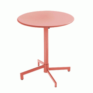 Oviala Business Table de terrasse ronde bistrot avec plateau rabattable ivoire - blanc acier 114482