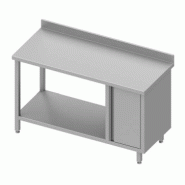 Table de travail inox adossée avec placard à droite et étagère 1800... - P930516180