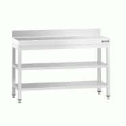 Table Inox de travail Premium avec Dosseret et 2 Étagères - Profondeur 800 mm - Table Inox de travail Premium avec Dosseret et 2 Étagères - Profondeur 800 mm -