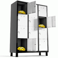 TwinThink Vestiaire metallique à 12 portes Casier 180x97x40 cm pour votre atelier ou votre bureau Casier metallique (Blanc/Noir) - multicolore métal