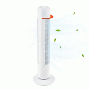 Ventilateur à colonne 45W Minuterie 3 Vitesses Hauteur 78 cm Oscillant TOWER INTEC - blanc 3701599339294
